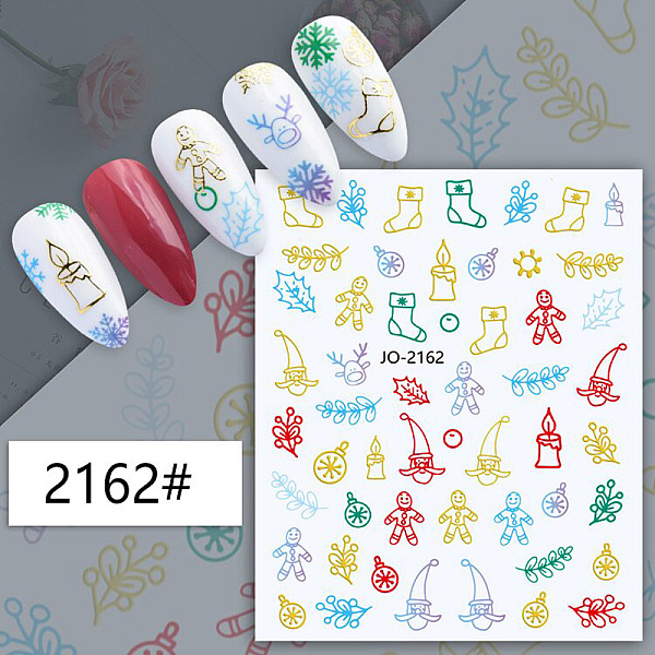 

PandaHall Christmas Theme Nail Art Stickers, Nail Decals, for Nail Tips Decorations, Mixed Pattern, Colorful, 10.1x7.85cm Paper