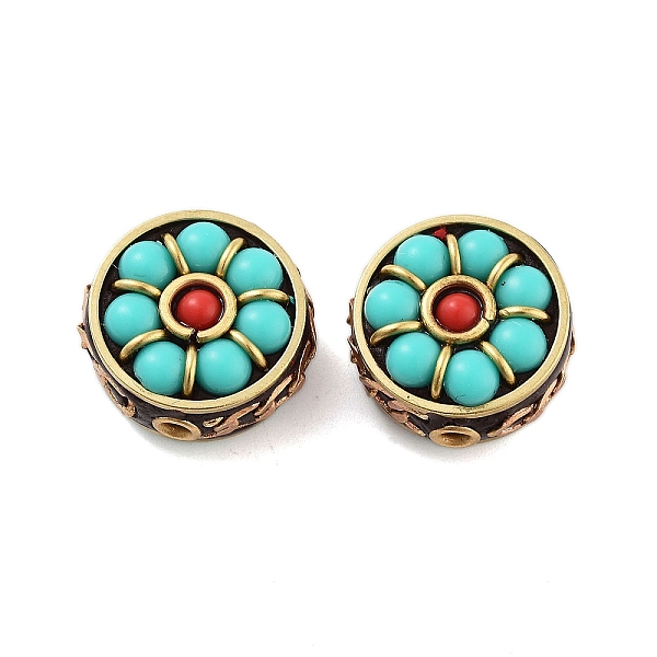 

PandaHall Handmade Indonesia Beads, with Brass and Resin, Flat Round, Cyan, 20x19x12mm, Hole: 1.7mm Polymer Clay Flat Round Cyan