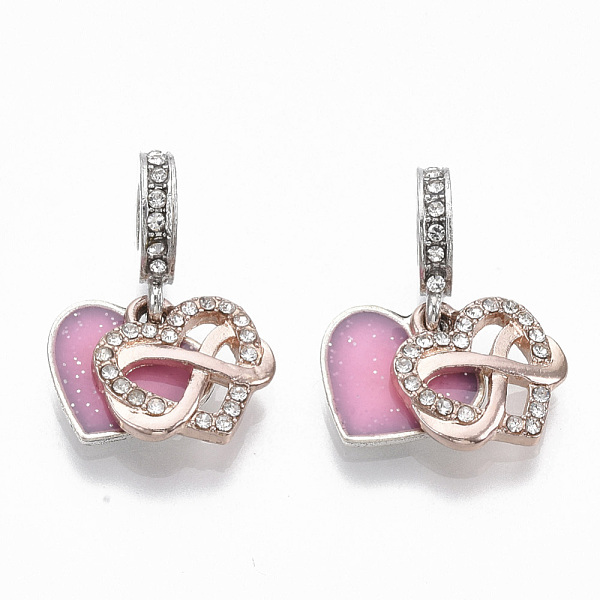

PandaHall Alloy European Dangle Charms, with Crystal Rhinestone and Enamel, Large Hole Pendants, Quote Pendants, Heart with Word Family..., Clear