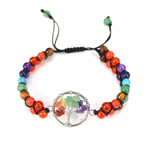 

PandaHall Alloy Tree of Life Link Bracelet, Natural & Synthetic Mixed Stone Beads Chakra Theme Adjustable Bracelet, 8-5/8 inch(22cm) Mixed...