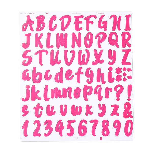 PandaHall Number & Alphabet & Sign PVC Waterproof Self-Adhesive Sticker, for Gift Cards Decoration, Deep Pink, 21.5x18.5x0.02cm, Tags...