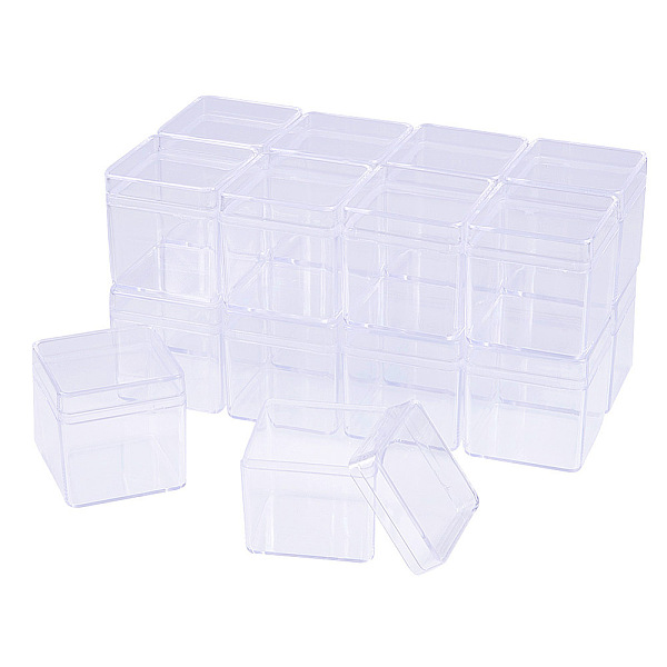 PandaHall BENECREAT 18 Pack Square High Transparency Plastic Bead Storage Containers Box Case for beauty supplies,Tiny Bead,Jewerlry...