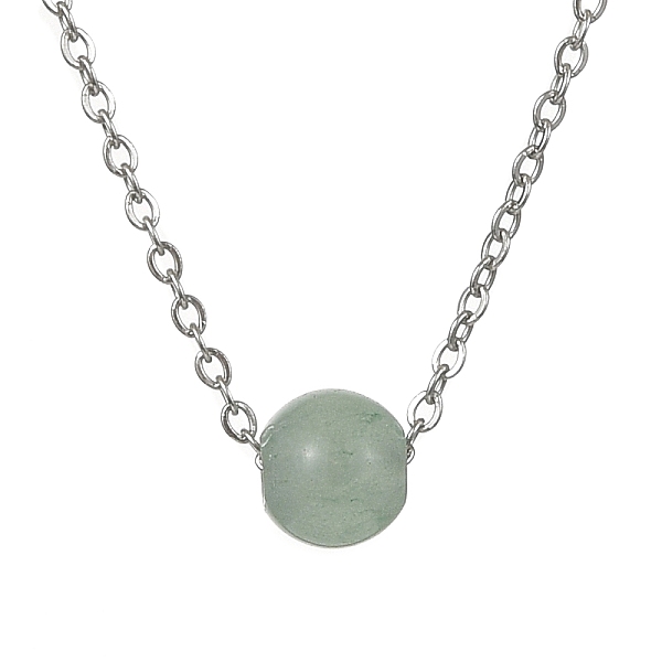 

PandaHall Natural Green Aventurine Round Bead Pendant Necklaces, Stainless Steel Cable Chain Necklace, for Women, 15-3/4 inch(40cm) Green...