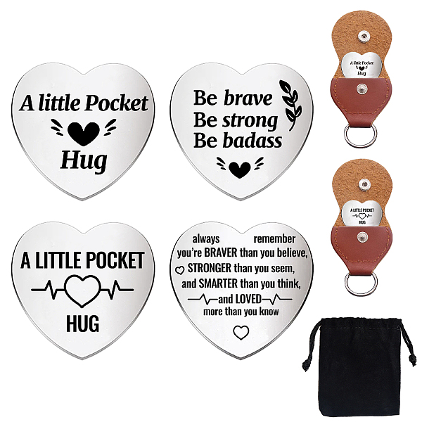 

PandaHall Globleland 1 Set Friendship Theme Heart Double-Sided Engraved Stainless Steel Commemorative Decision Maker Coin, with 1Pc Velvet...