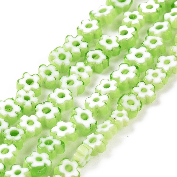 

PandaHall Handmade Millefiori Glass Bead Strands, Flower, Light Green, 3.7~5.6x2.6mm, Hole: 1mm, about 88~110pcs/Strand, 15.75''(40cm)...