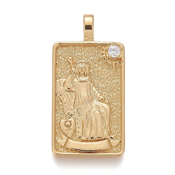 

PandaHall Brass Micro Pave Clear Cubic Zirconia Pendants, Real 18K Gold Plated, Tarot Card Charms, The Empress, The Empress III, 30x15x4mm...