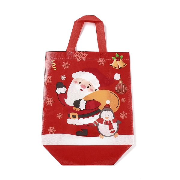 

PandaHall Christmas Theme Laminated Non-Woven Waterproof Bags, Heavy Duty Storage Reusable Shopping Bags, Rectangle with Handles, FireBrick..., Red
