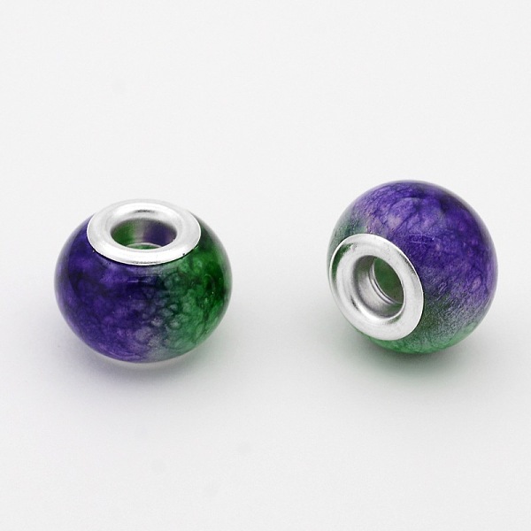 

PandaHall Large Hole Glass European Beads, with Silver Color Plated Brass Cores, Rondelle, Lime Green, 14x10mm, Hole: 5mm Glass+Brass Core...