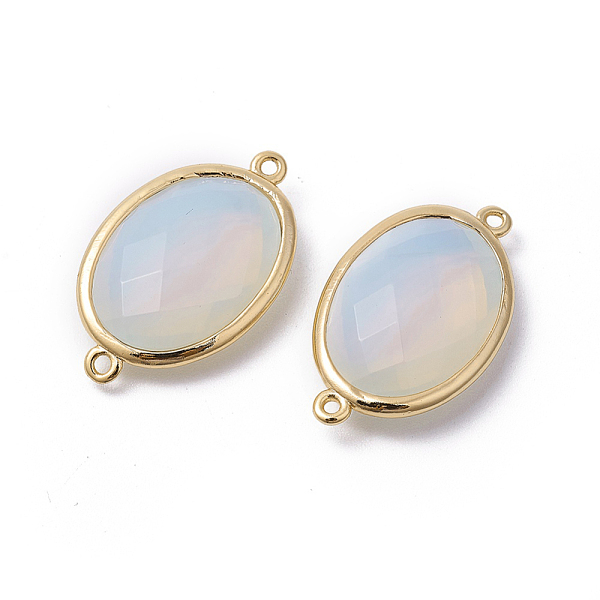 

PandaHall Golden Tone Brass Opalite Links connectors, Faceted, Oval, 26x15x6mm, Hole: 1~2mm Opalite Oval