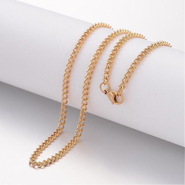 

PandaHall Ion Plating(IP) 304 Stainless Steel Necklace, Curb Chains, with Lobster Clasps, Golden, 23.6 inch(600mm), 2.8mm Stainless Steel