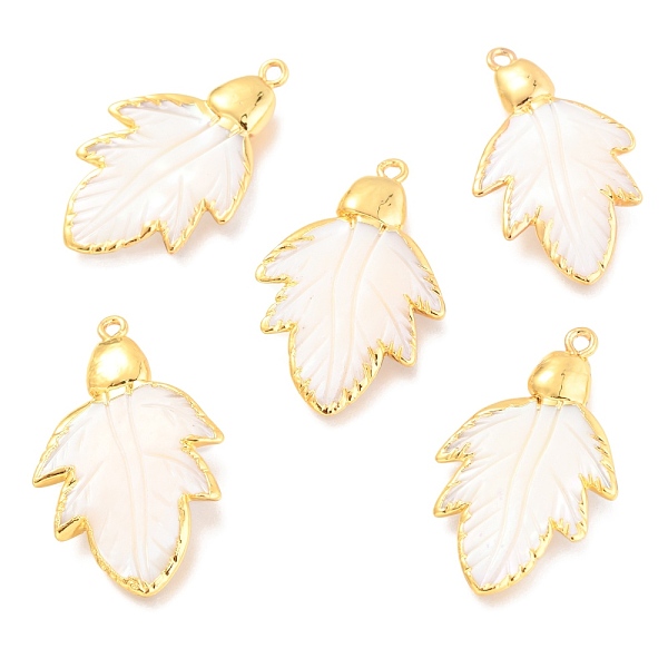 

PandaHall Natural Pearl Pendants, with Golden Brass Findings, Leaf, White, 37~39x22.5~24.5x4~5mm, Hole: 1.8mm Pearl Leaf White