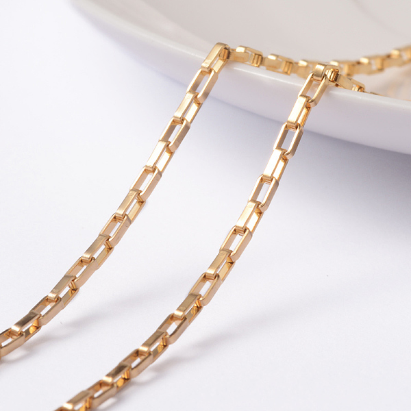 

PandaHall Ion Plating(IP) 304 Stainless Steel Box Chains, Unwelded, with Spool, Golden, 4x2x1mm, about 65.61 Feet(20m)/roll 304 Stainless...