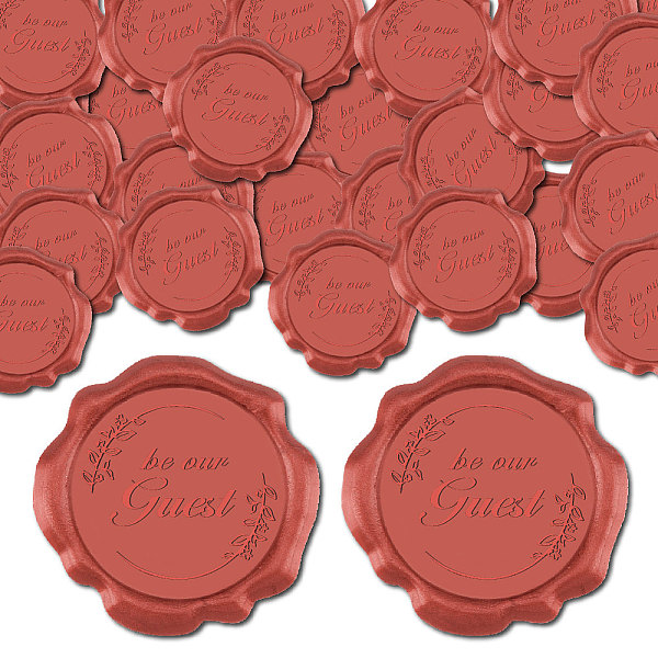 

PandaHall CRASPIRE 50pcs Be Our Guest Wax Seal Stickers Dark Red Decoration Stickers Vintage Adhesive Envelope Sealing Stickers for Wedding...
