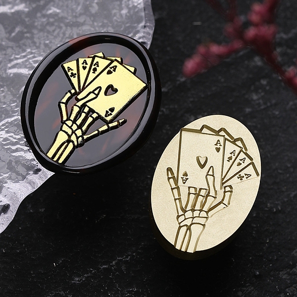 

PandaHall Halloween Theme Golden Tone Brass Wax Seal Stamp Head, for DIY Wax Seal Stamp Making, Playing Card, 30x20x15mm, Hole: 7mm Brass...