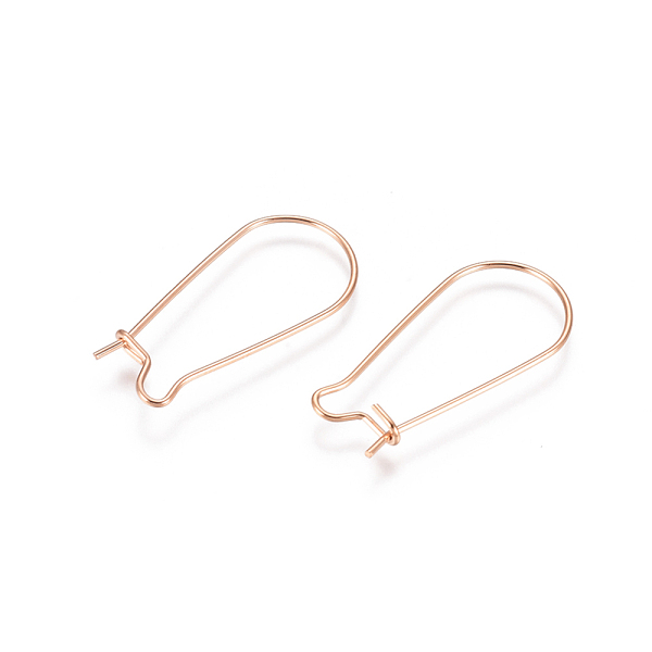 

PandaHall 304 Stainless Steel Hoop Earring Findings, Kidney Ear Wire, Rose Gold, 25x12x0.7mm, 21 Gauge, Pin: 0.7mm 304 Stainless Steel