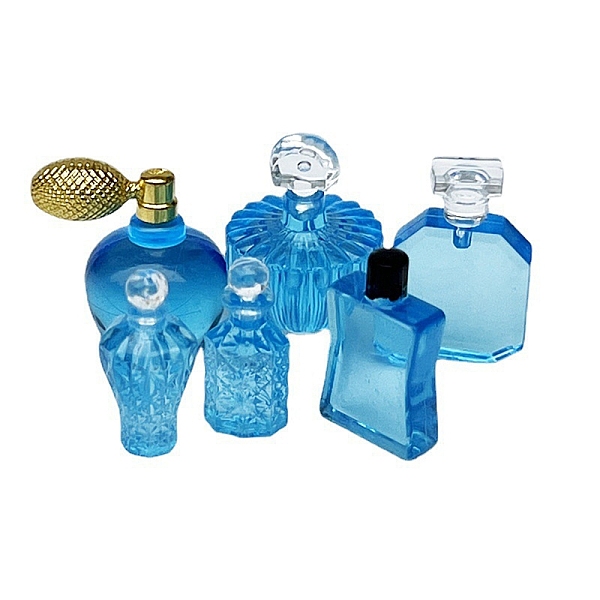 

PandaHall Mini Plastic Perfume Bottle Set Model, Miniature Dollhouse Decorations Accessories, Sky Blue, 20mm, 6pcs/set Plastic Bottle