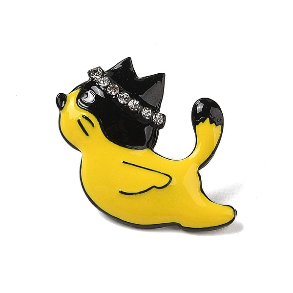 

PandaHall Black Zinc Alloy Rhinestone Brooches, Enamel Pins, Cat, Yellow, 22.5x32x5mm Alloy+Rhinestone Cat Shape Yellow