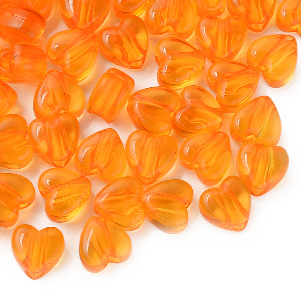 

PandaHall Transparent Acrylic Beads, Heart, Dark Orange, 8x8.5x5.5mm, Hole: 2.5mm, about 2030pcs/500g Acrylic Heart