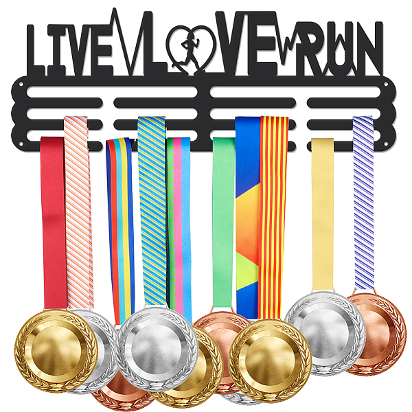 

PandaHall SUPERDANT Medal Hanger Holder Display Sports Arts Medals Display Rack Wall Mount Iron Word Black