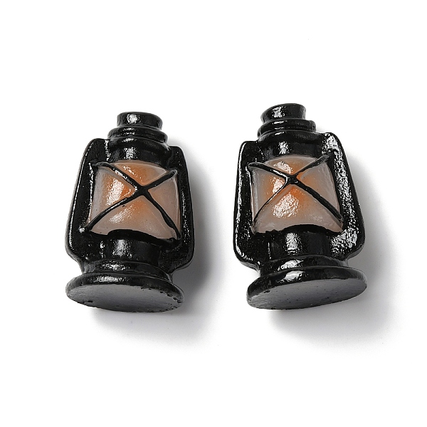 PandaHall Resin Mini Lantern Ornament, for Home Office Desktop Decoration, Black, 24x16x15mm Resin Lantern Black