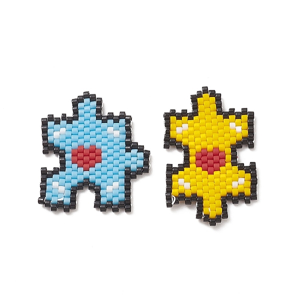 

PandaHall 2Pcs 2 Style Handmade Loom Pattern MIYUKI Seed Beads Set, Building Block, Mixed Color, 29x23.5x1.5mm, 33x30x2mm, 1Pc/style Glass..., Multicolor