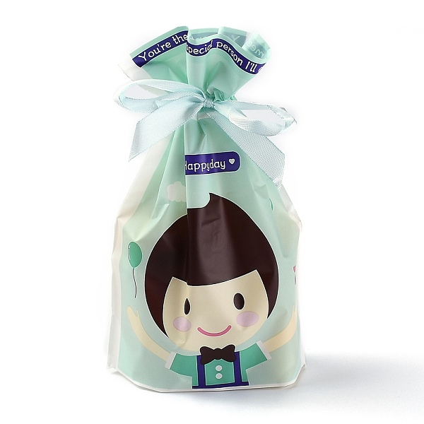 

PandaHall Plastic Baking Bags, Drawstring Bags, for Christmas Wedding Party Birthday Engagement Holiday Favor, Rectangle, Green, Boy Pattern...
