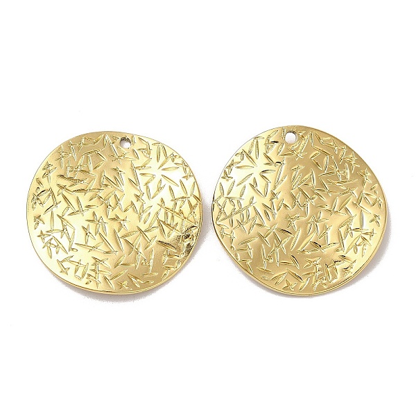 

PandaHall Ion Plating(IP) 304 Stainless Steel Pendants, Textured, Flat Round Charm, Real 18K Gold Plated, 29.5x1.5mm, Hole: 1.8mm 304...