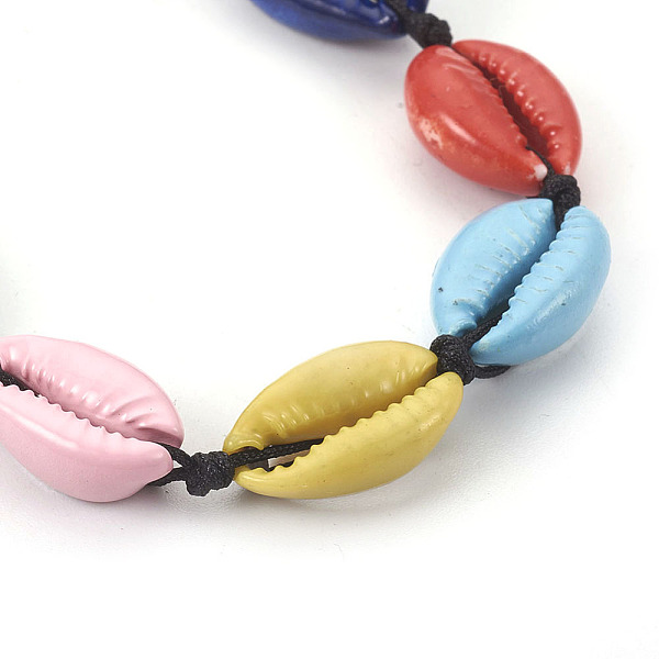 

PandaHall Adjustable Nylon Thread Cord Braided Bracelets, with Dyed Cowrie Shell and Natural Lava Rock Round Beads, Mixed Color, 1-7/8 inch..., Multicolor