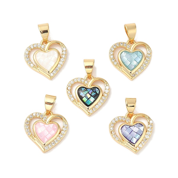 

PandaHall Rack Plating Brass Enamel Micro Pave Clear Cubic Zirconia Pendants, with Shell, Long-lasting Plated, Cadmium Free & Lead Free..., Multicolor
