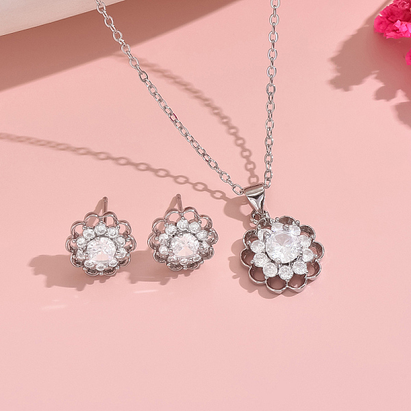 Retro Sonnenblumen Messing Strass Ohrringe & Halskette Set Für Valentinstag Frauen