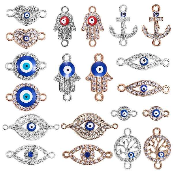 

PandaHall 20Pcs Alloy Eye Charm Connector Assorted Evil Eye Connector Mixed Shape Eye Charm Pendant for Jewelry Necklace Bracelet Earring...