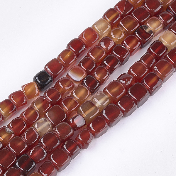 

PandaHall Natural Agate Beads Strands, Dyed, Cube, FireBrick, 7~8x7~8x7~8mm, Hole: 1mm, about 50pcs/strand, 14.1 inch Natural Agate Cube Red