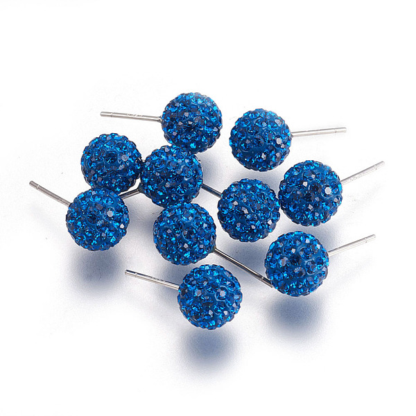 

PandaHall Gifts for Her Valentines Day 925 Sterling Silver Austrian Crystal Rhinestone Ball Stud Earrings for Girl, Round, 243_Capri Blue...