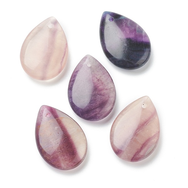 

PandaHall Natural Fluorite Pendants, Teardrop, 24.5x17x6mm, Hole: 0.5mm Fluorite Teardrop