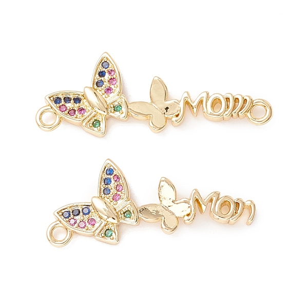 

PandaHall Brass Micro Pave Colorful Cubic Zirconia Links Connectors, Butterfly, Real 18K Gold Plated, 10x27.5x2.5mm, Hole: 1.4mm Brass+Cubic...