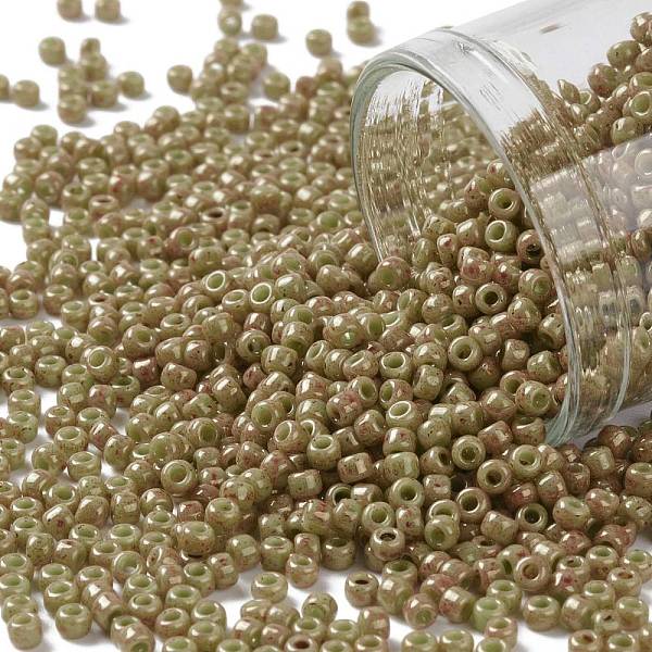 

PandaHall TOHO Round Seed Beads, Japanese Seed Beads, (1209) Opaque Avocado Pink Marbled, 11/0, 2.2mm, Hole: 0.8mm, about 1110pcs/10g Glass..., Gold