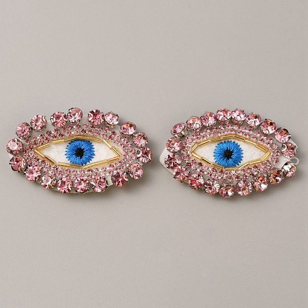 

PandaHall Handmade Ornament Accessories, Plastic Beaded Appliques, with Rhinestone, for DIY Clothes, Bag, Shoes Decoration, Evil Eye, Pearl...