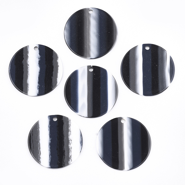 

PandaHall Resin Pendants, Flat Round, Stripe Pattern, Mixed Color, 30x1.5~2mm, Hole: 2mm Resin Flat Round Multicolor