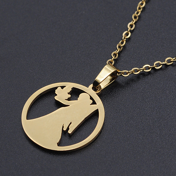 

PandaHall 201 Stainless Steel Pendants Necklaces, with Cable Chains and Lobster Claw Clasps, Flat Round with Constellation/Zodiac Sign...