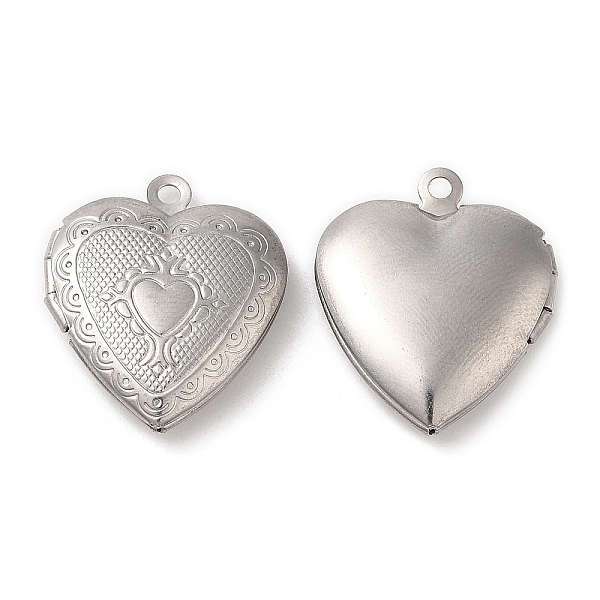 

PandaHall 316 Surgical Stainless Steel Locket Pendants, Heart Charm, Stainless Steel Color, 22.5x19x5.5mm, Hole: 1.6mm, Inner Diameter...