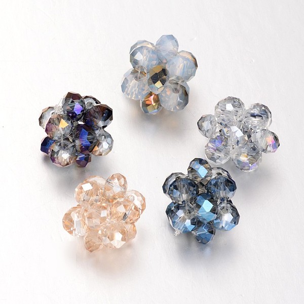 

PandaHall Electroplated Glass Woven Beads, Cluster Beads, Mixed Color, 15mm Glass Round Multicolor