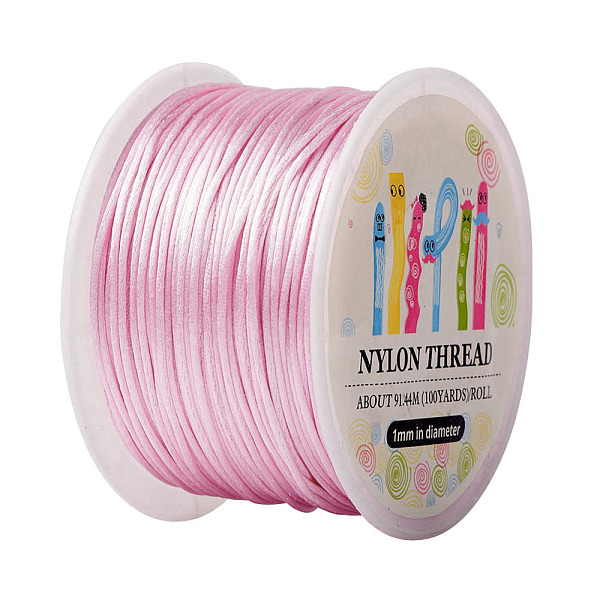 

PandaHall Nylon Thread, For Chinese Knot Making, Round, Pink, 1mm, about 100yards/roll(91.44m/roll), 300 feet/roll Nylon Pink