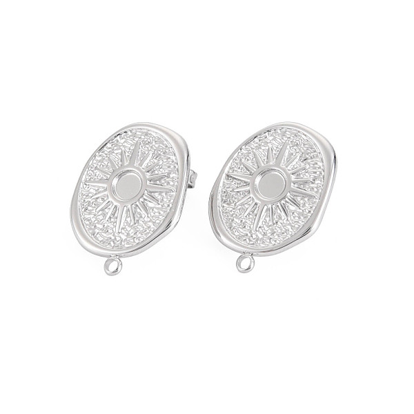 

PandaHall 304 Stainless Steel Stud Earring Findings, Earring Setting for Enamel, with Ear Nuts and Loop, Oval with Sun, Stainless Steel...
