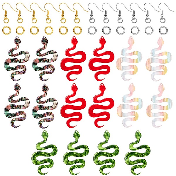 

PandaHall DIY Earrings Making Kits, Including 16Pcs 4 Color Snake Acrylic Big Pendants, 32Pcs Iron Open Jump Rings, 32Pcs Brass Earring..., Multicolor