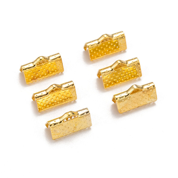 

PandaHall Iron Ribbon Crimp Ends, Golden, 7x13mm, Hole: 2mm Iron