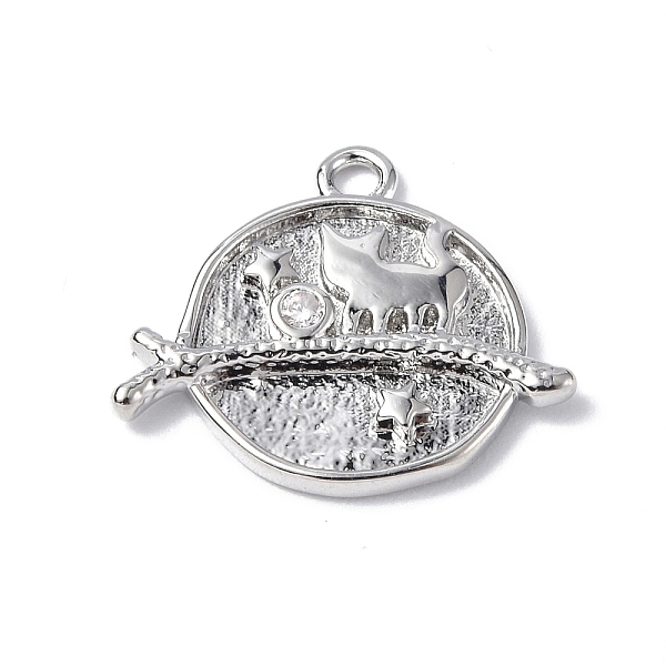 

PandaHall Brass Micro Pave Cubic Zirconia Pendants, Cat with Planet Charm, Real Platinum Plated, 18x17.5x2.6mm, Hole: 1.2mm Brass+Cubic..., Clear