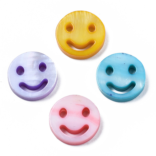 

PandaHall Natural Freshwater Shell Beads, Dyed, Flat Round with Smile Face, Mixed Color, 12x2.5mm, Hole: 0.8mm Freshwater Shell Flat Round..., Multicolor