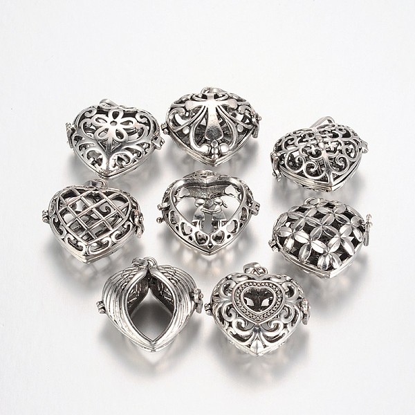 

PandaHall Rack Plating Hollow Brass Heart Cage Pendants, For Chime Ball Pendant Necklaces Making, Nickel Free, Antique Silver...