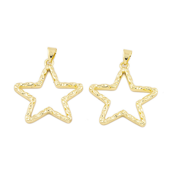 

PandaHall Rack Plating Brass Pendants, Cadmium Free & Lead Free, Long-Lasting Plated, Star, Real 18K Gold Plated, 28x26x2mm, Hole: 4x3mm...