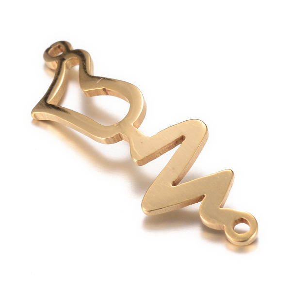 

PandaHall 201 Stainless Steel Links connectors, Heartbeat, Golden, 31.5x10x1mm, Hole: 1mm 201 Stainless Steel Heart